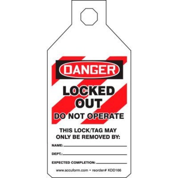 Accuform Accuform Stopout Tab Tags, Danger Locked Out Do Not Operate, Plastic KDD166